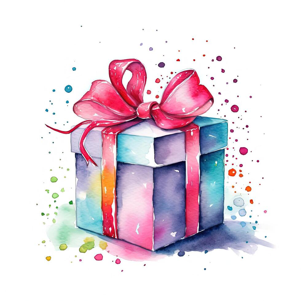 Watercolor gift. Illustration photo