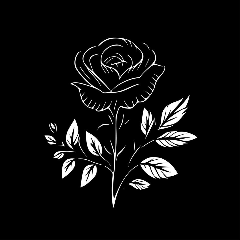 Rosa - negro y blanco aislado icono - vector ilustración