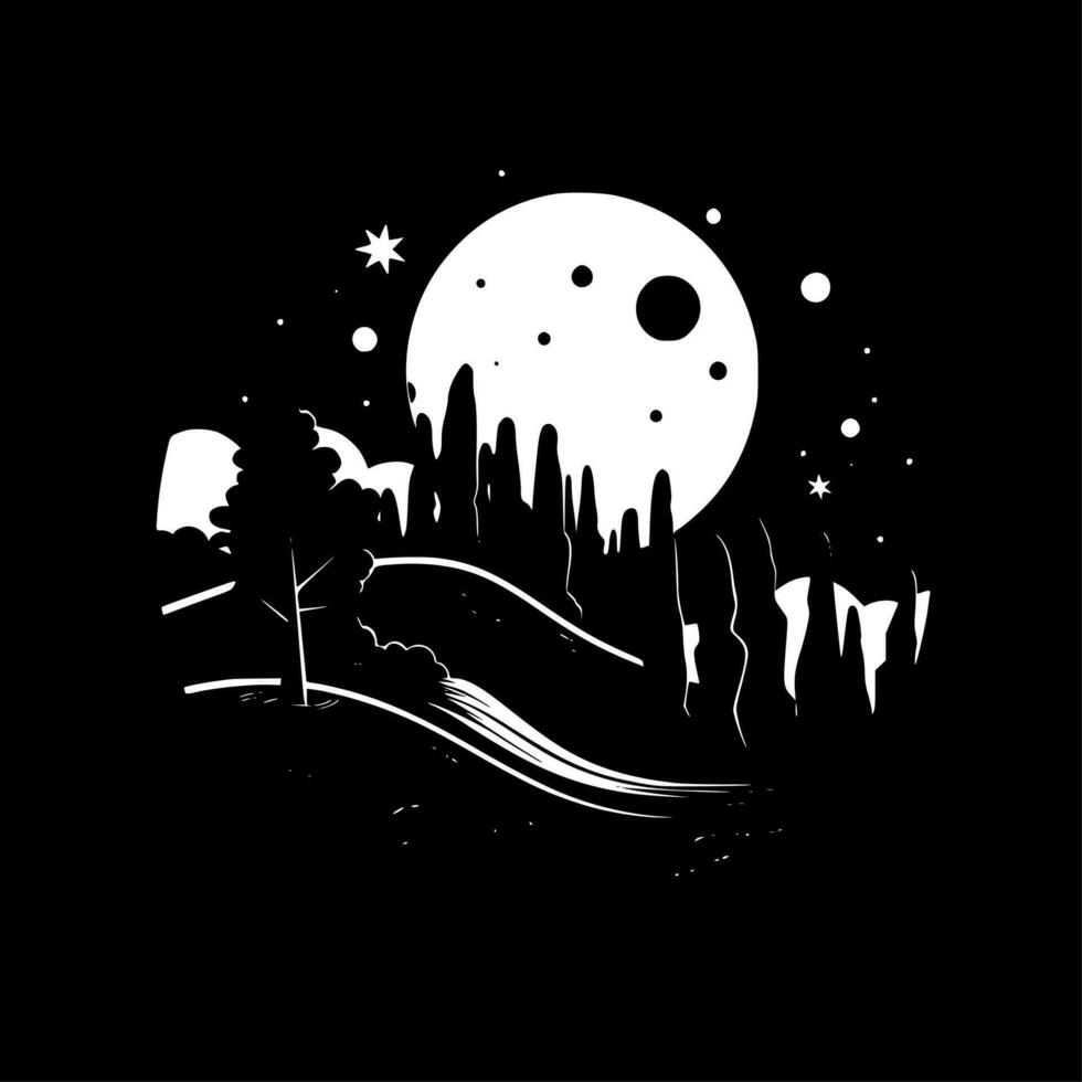 Night Sky - Black and White Isolated Icon - Vector illustration