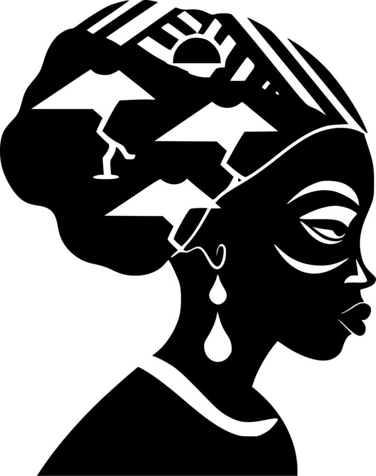 African, Black and White Vector illustration