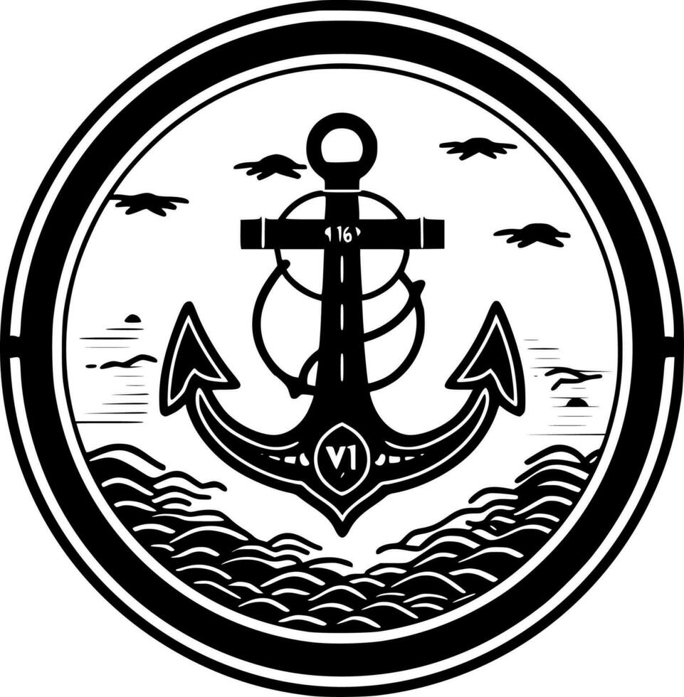 Nautical - Black and White Isolated Icon - Vector illustration