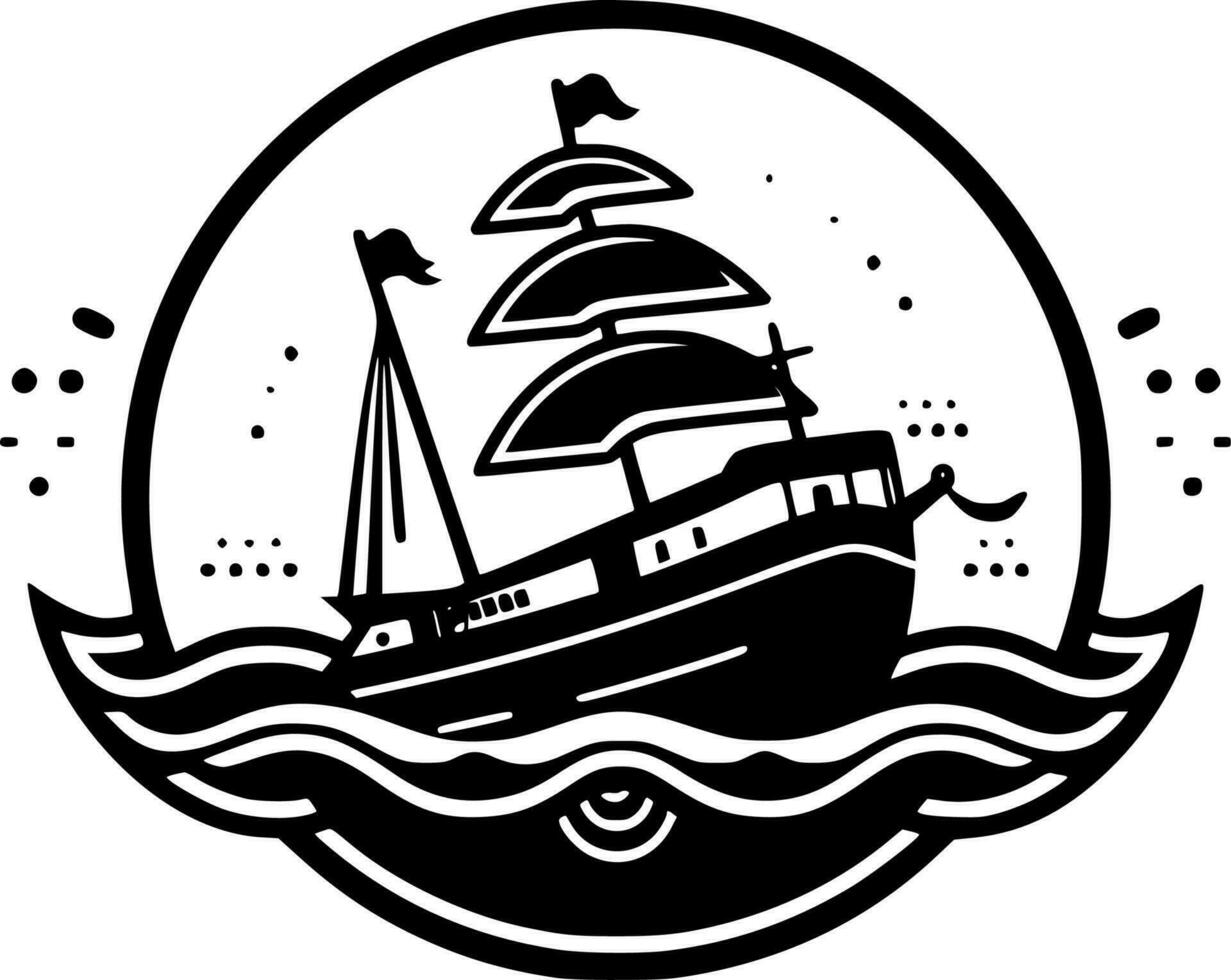 Nautical - Black and White Isolated Icon - Vector illustration