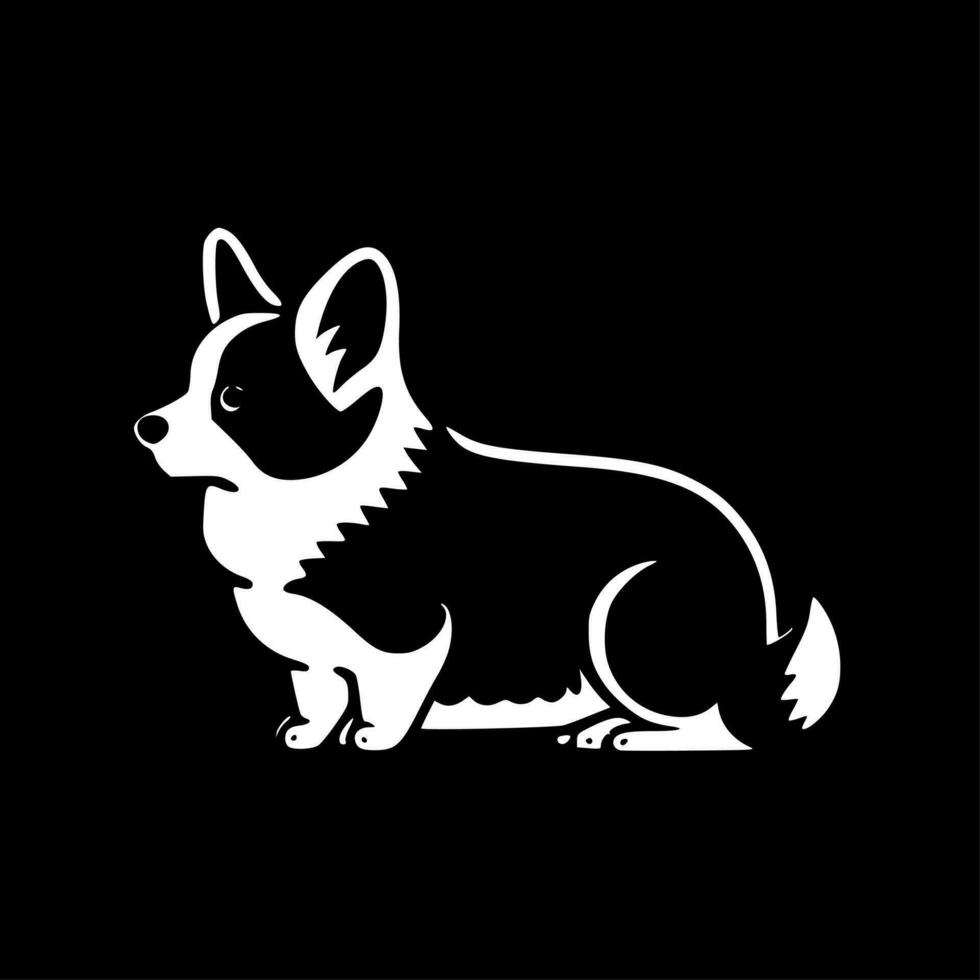 corgi, negro y blanco vector ilustración