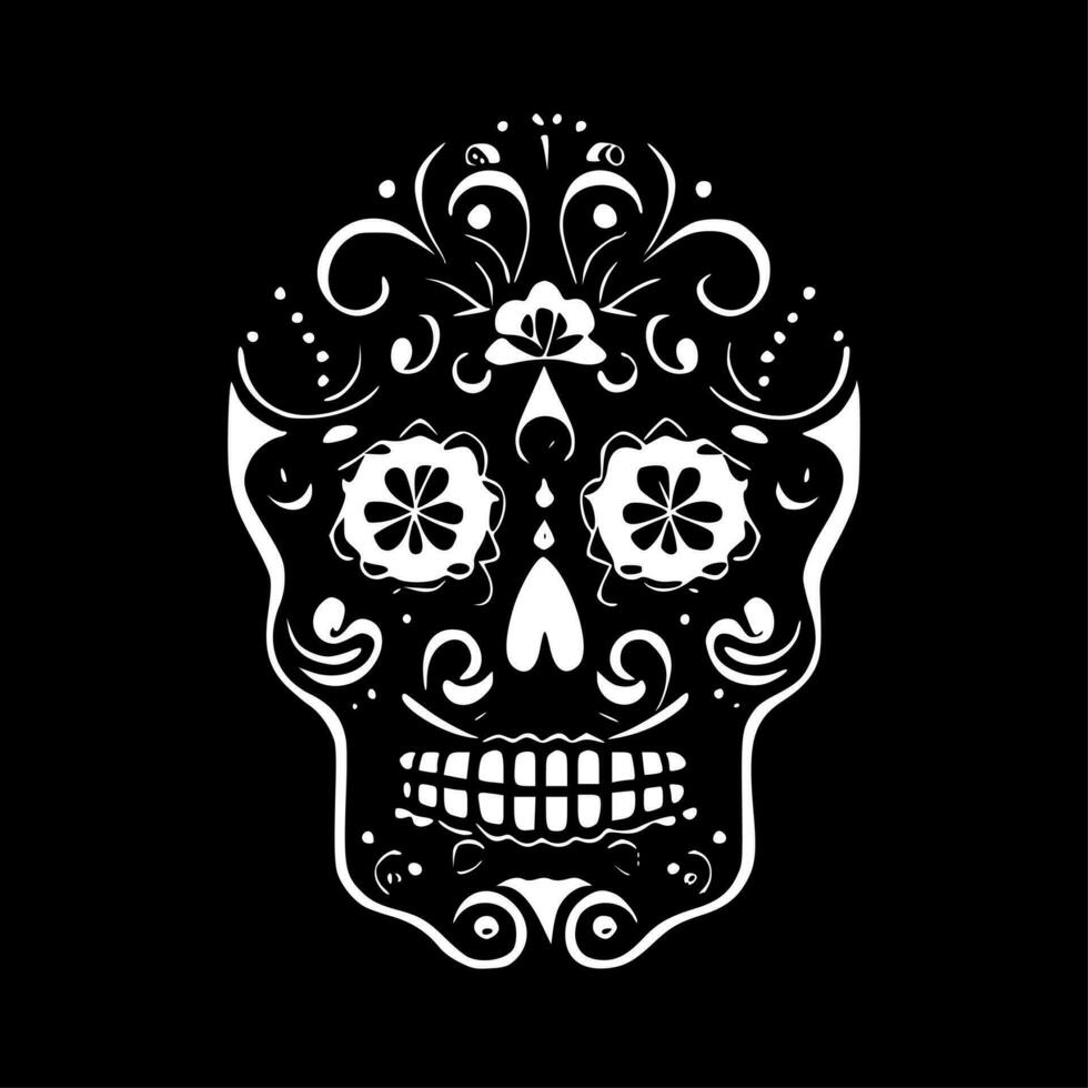 Sugar Skull, Black and White Vector illustration