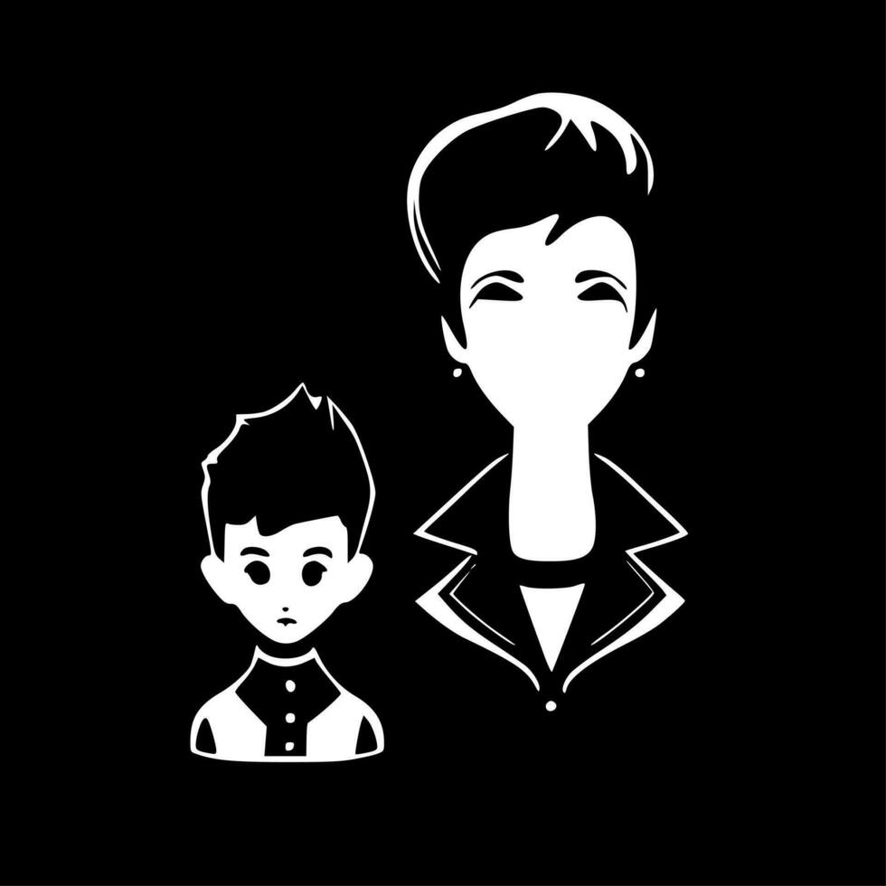 Boy Mom, Black and White Vector illustration