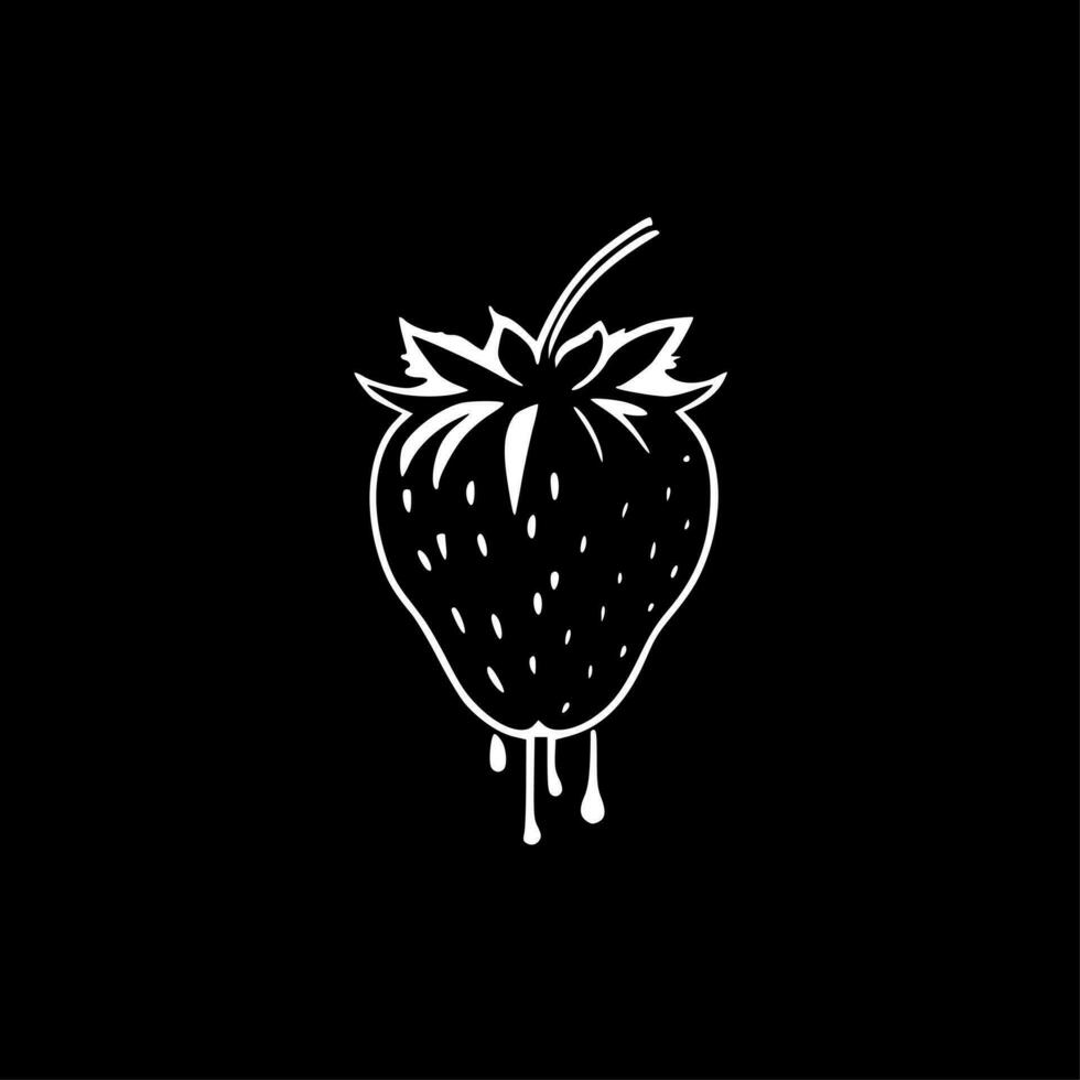Strawberry, Black and White Vector illustration