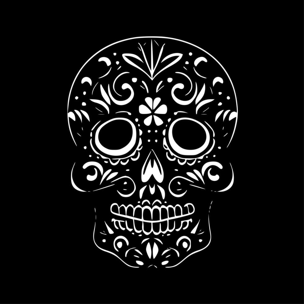 Sugar Skull - Black and White Isolated Icon - Vector illustration