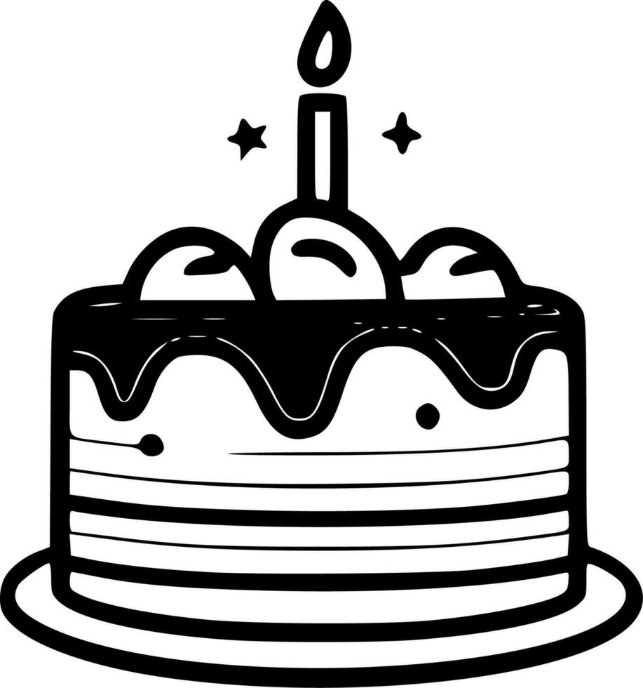 Birthday Cake - Black and White Isolated Icon - Vector illustration