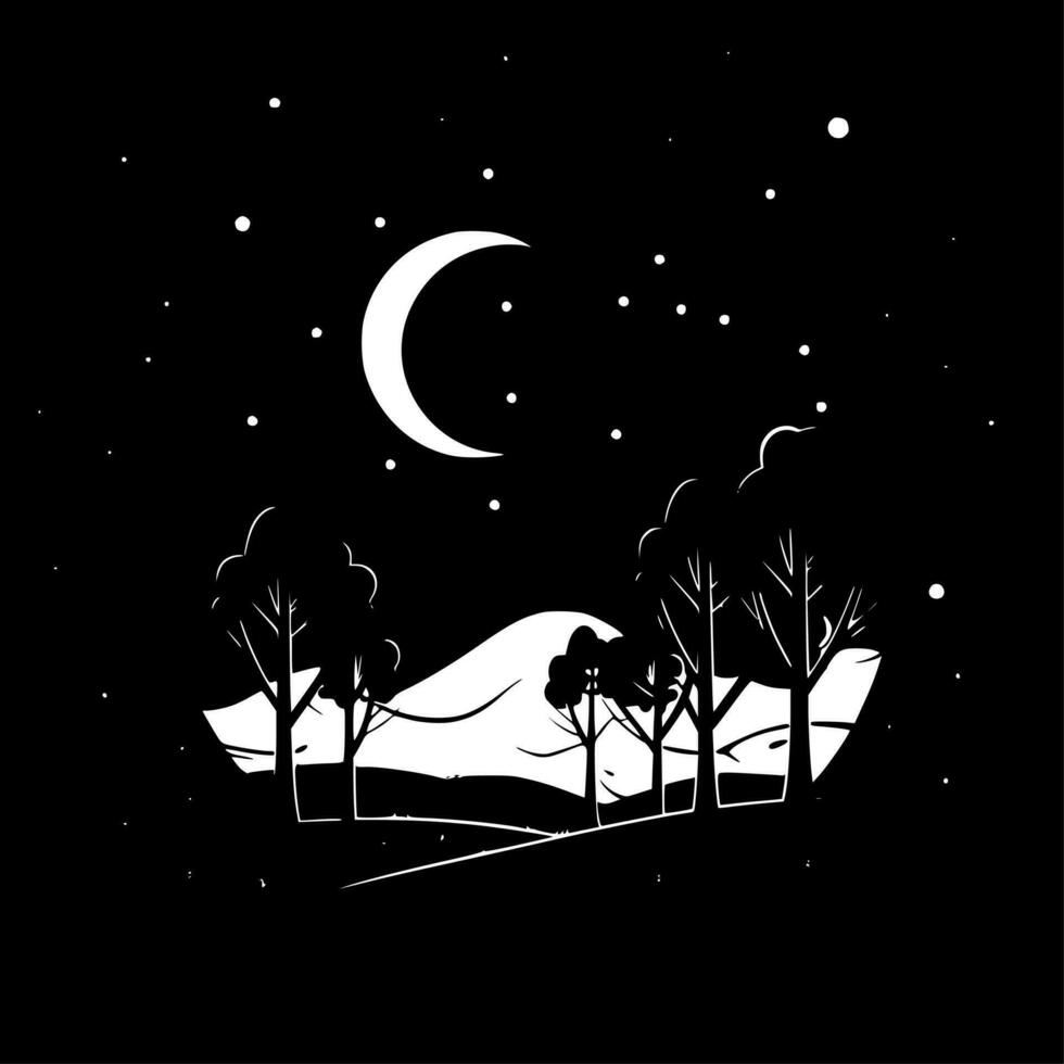 noche cielo, minimalista y sencillo silueta - vector ilustración