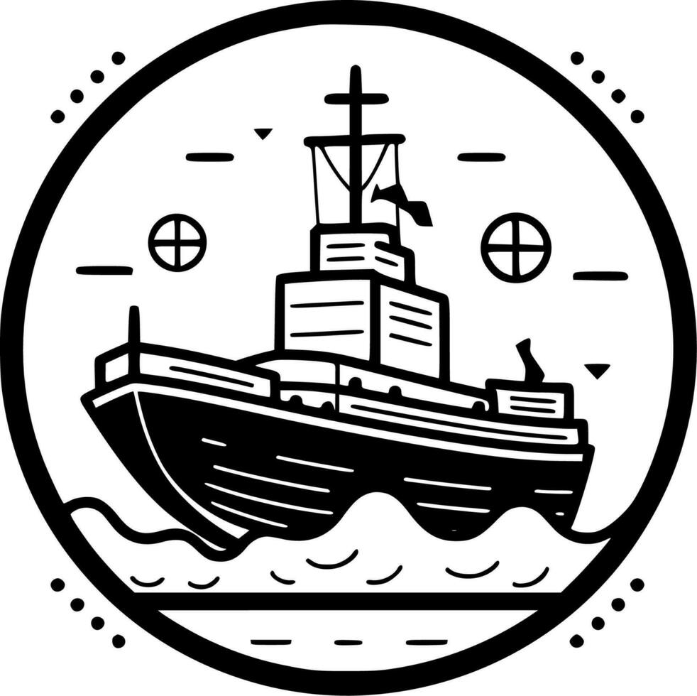 Nautical, Black and White Vector illustration