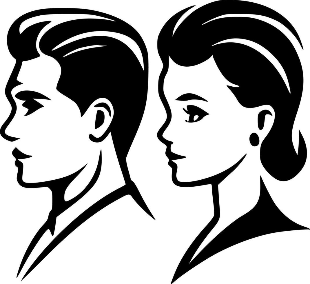 parejas, negro y blanco vector ilustración