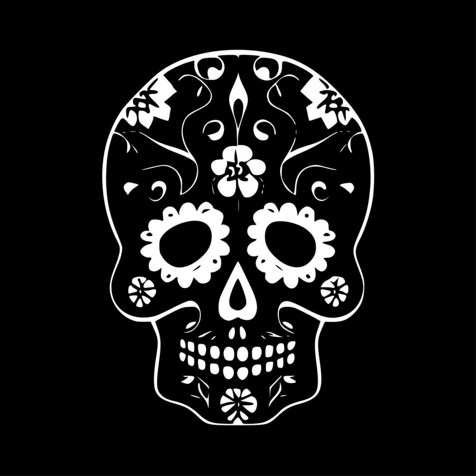 Sugar Skull - Black and White Isolated Icon - Vector illustration