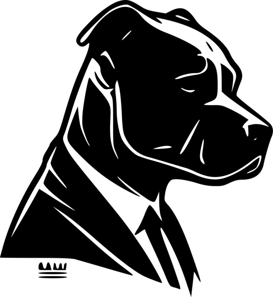 pitbull - negro y blanco aislado icono - vector ilustración