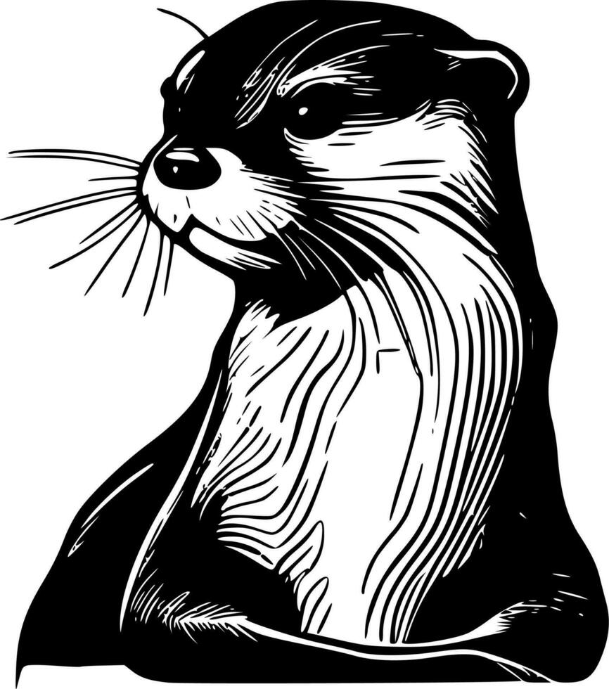 Otter, Minimalist and Simple Silhouette - Vector illustration