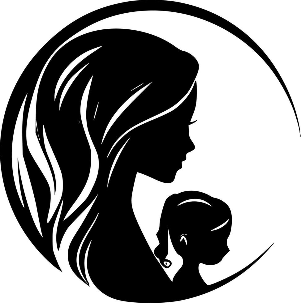 Mother - Black and White Isolated Icon - Vector illustration