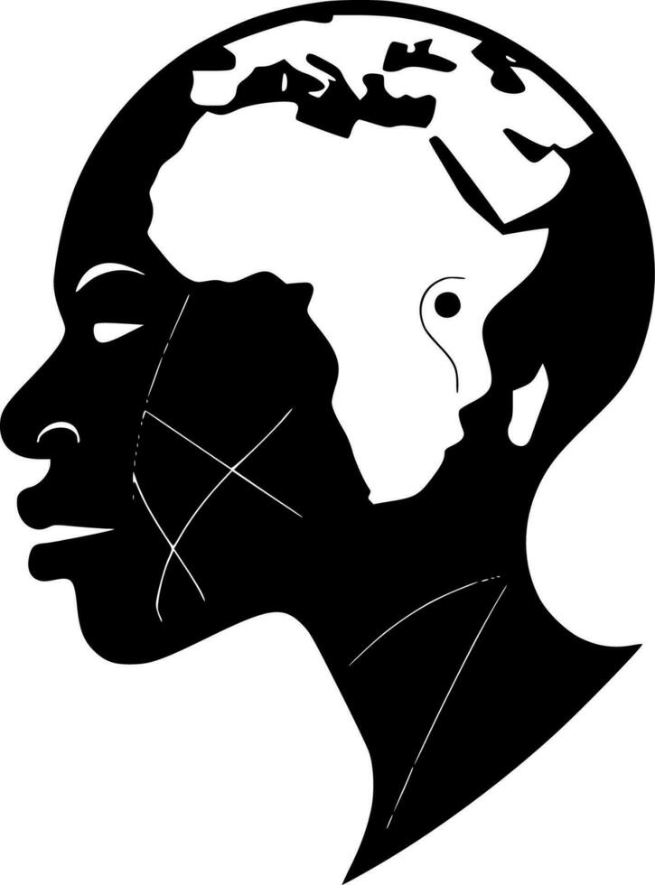 African, Black and White Vector illustration