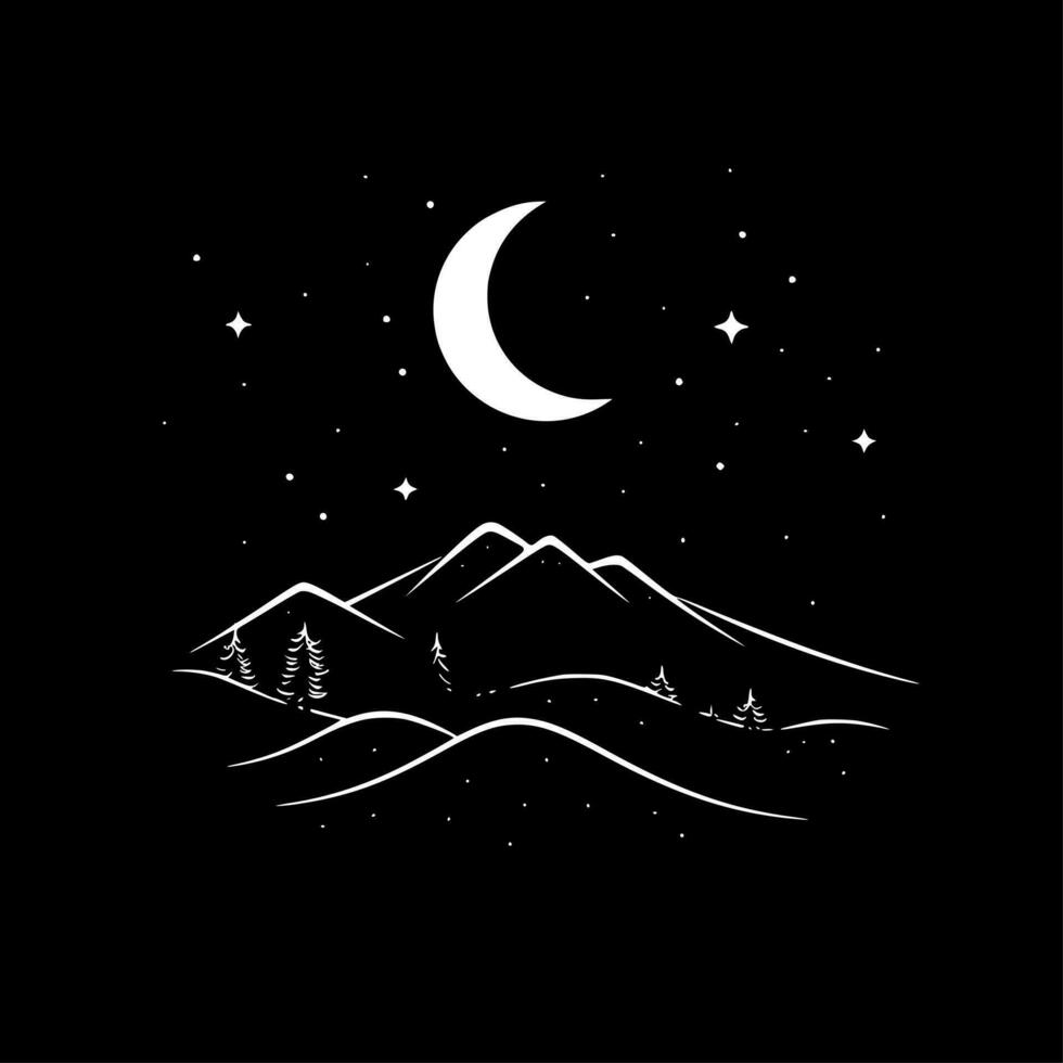 noche cielo, negro y blanco vector ilustración