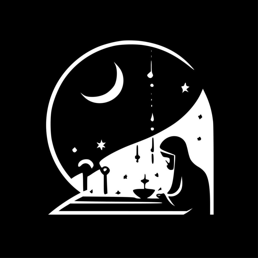 Ramadan - Black and White Isolated Icon - Vector illustration