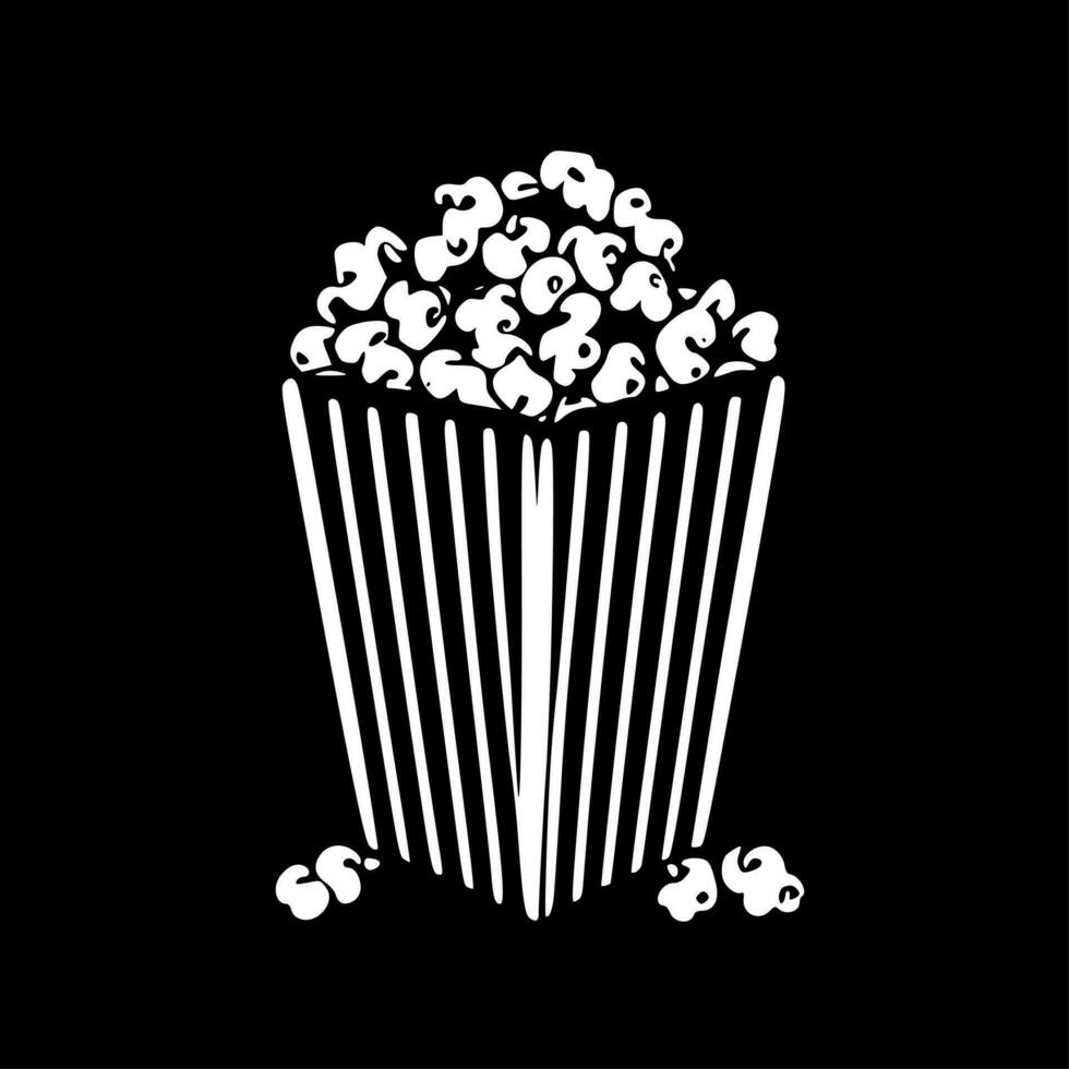 Popcorn, Black and White Vector illustration