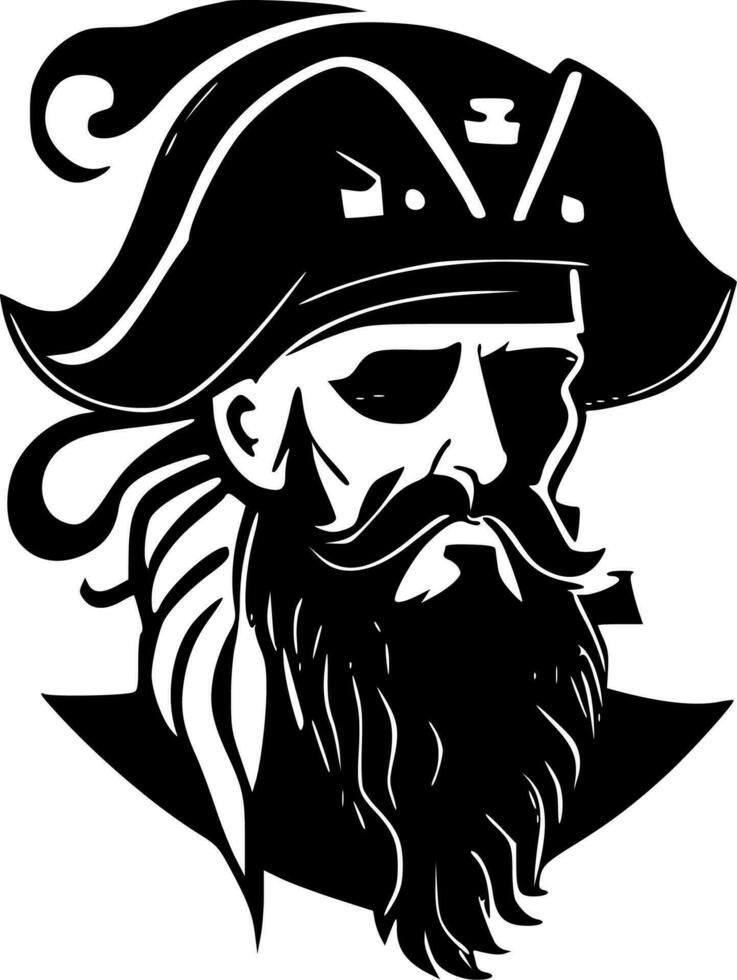 pirata - negro y blanco aislado icono - vector ilustración