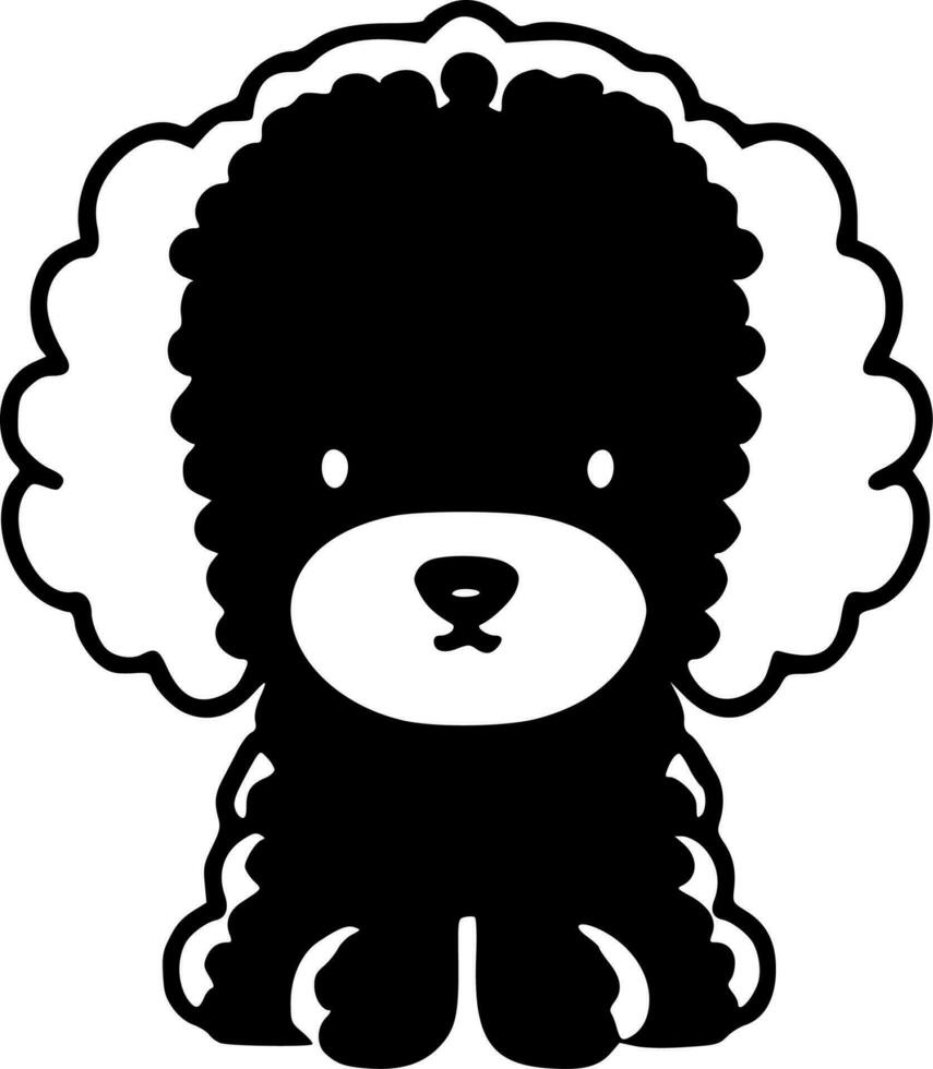 caniche - negro y blanco aislado icono - vector ilustración