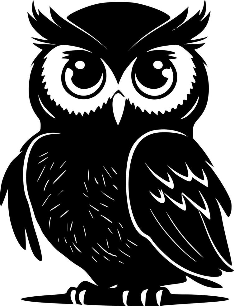 Owl, Black and White Vector illustration