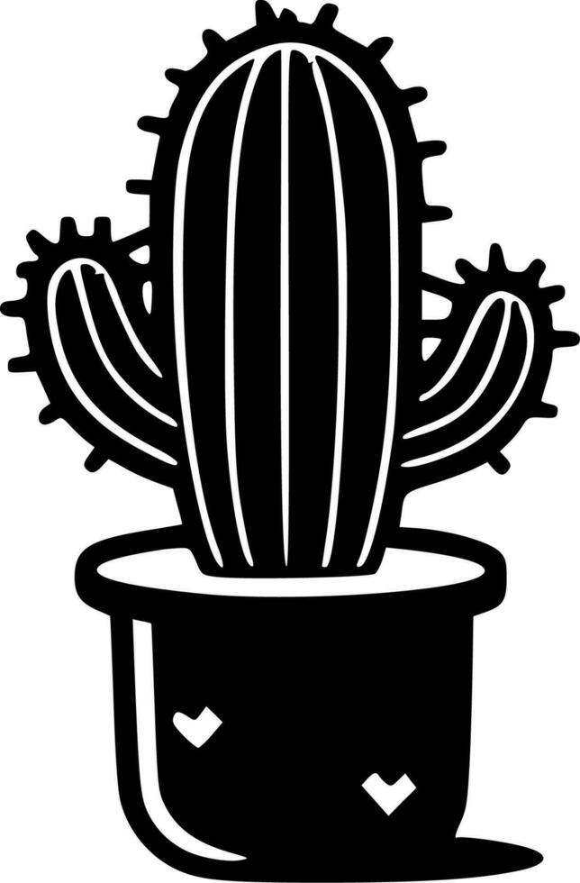 Cactus - Black and White Isolated Icon - Vector illustration
