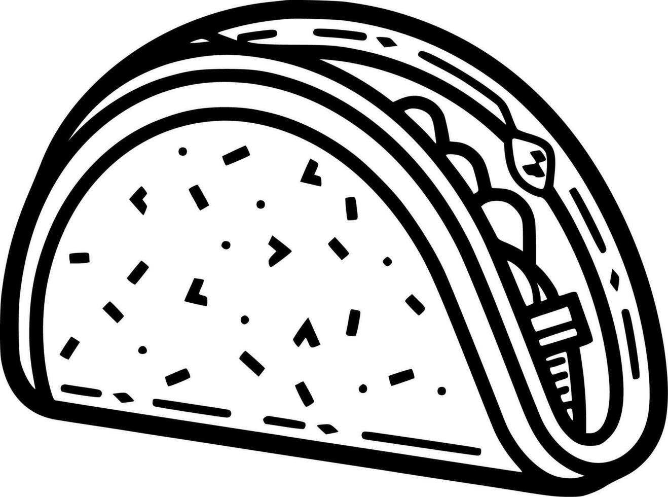 Taco, Black and White Vector illustration
