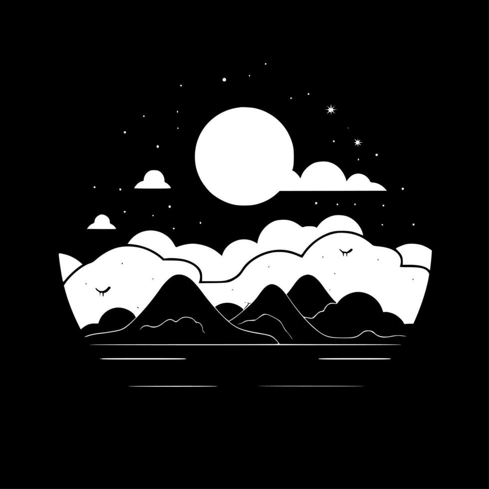 Night Sky - Black and White Isolated Icon - Vector illustration