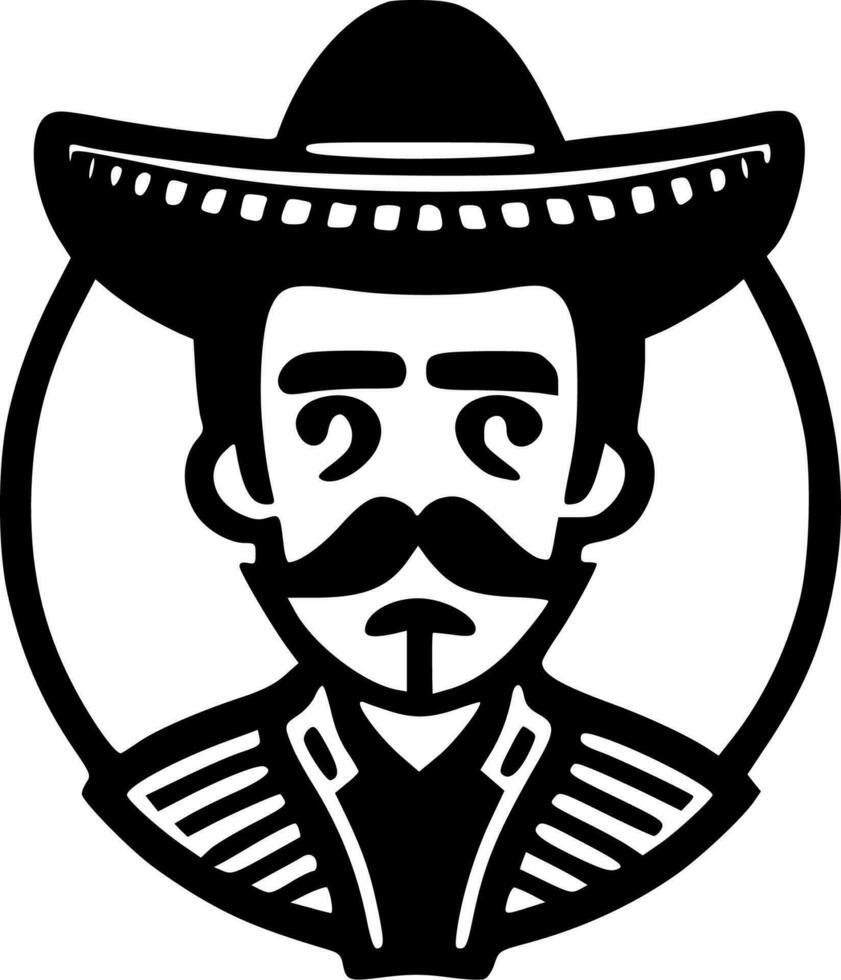 mexicano - negro y blanco aislado icono - vector ilustración