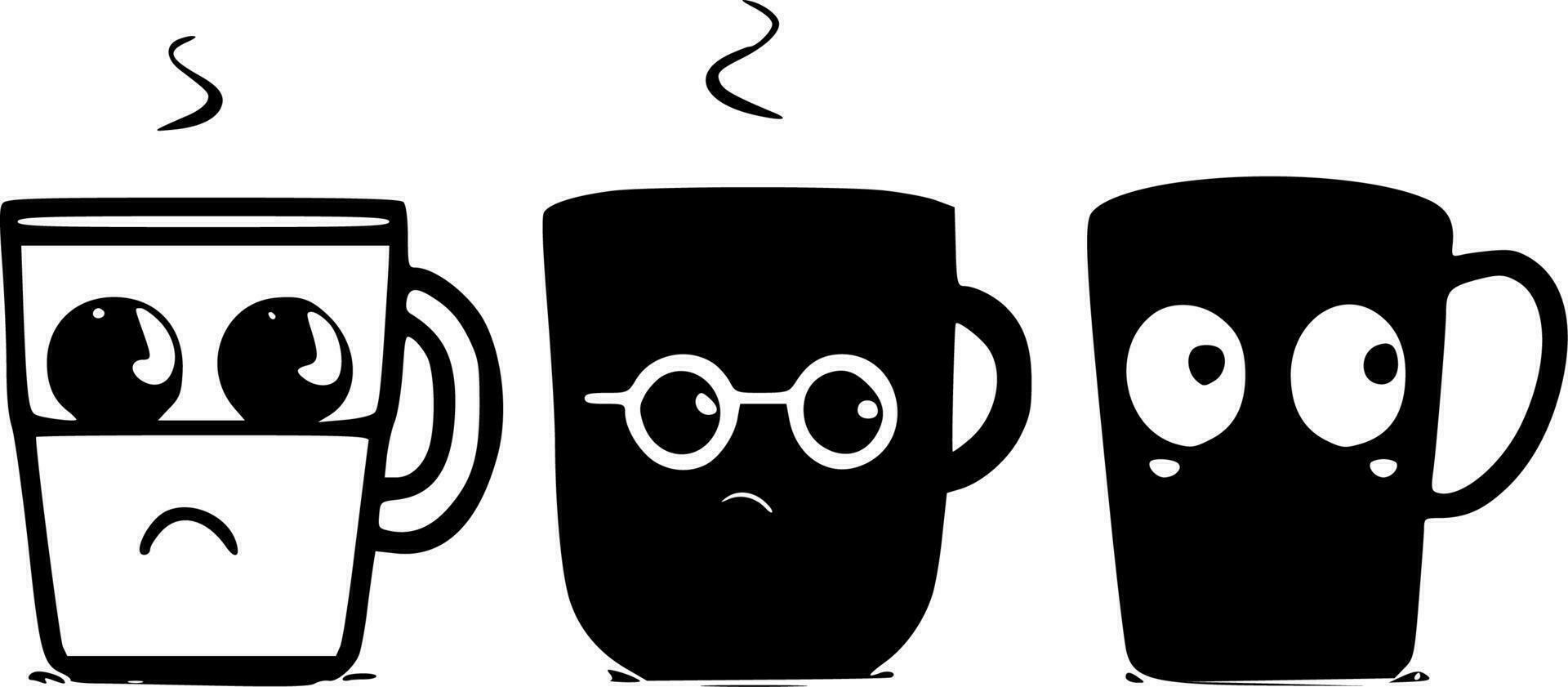 Mugs - Black and White Isolated Icon - Vector illustration