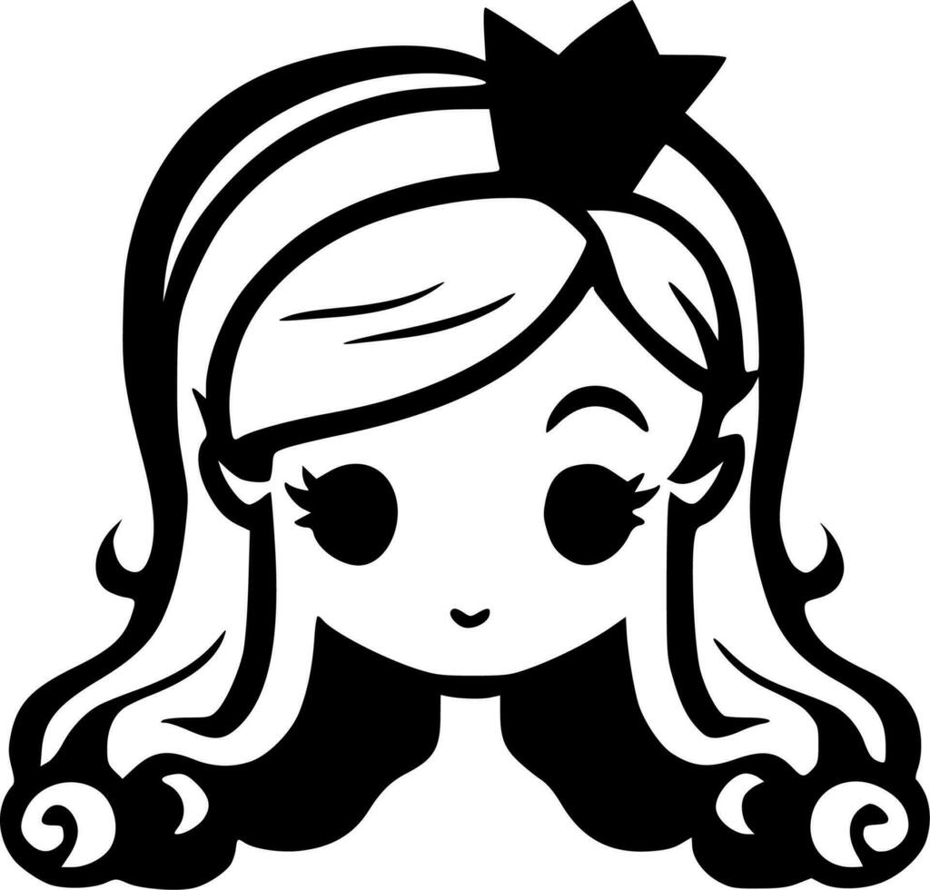 Princess - Black and White Isolated Icon - Vector illustration