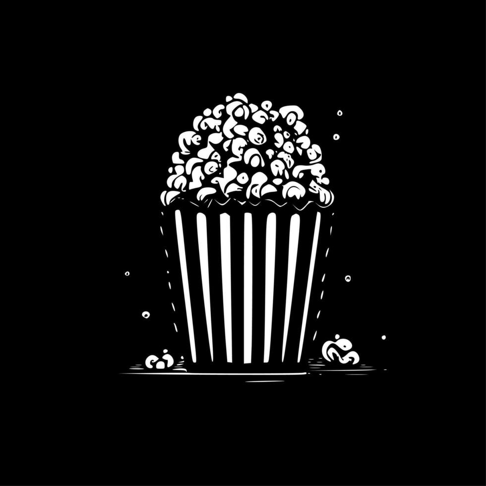 Popcorn, Black and White Vector illustration