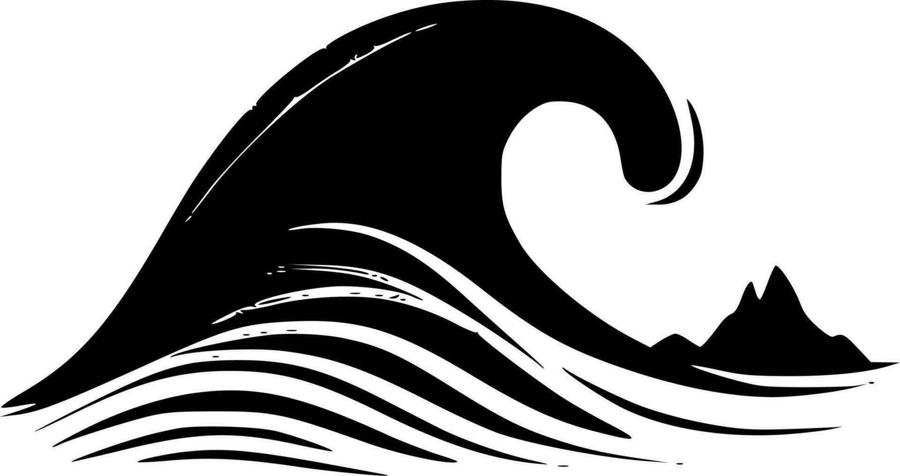 Waves, Black and White Vector illustration
