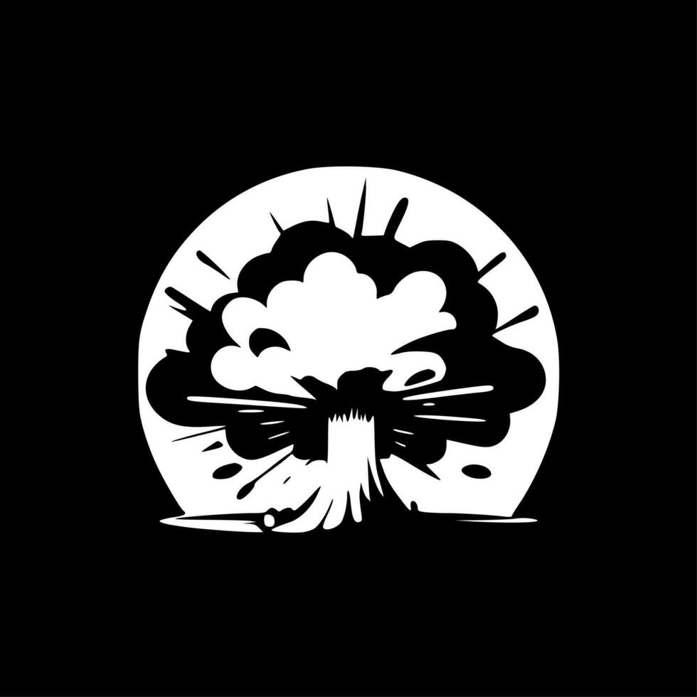 Nuclear Explosion, Black and White Vector illustration