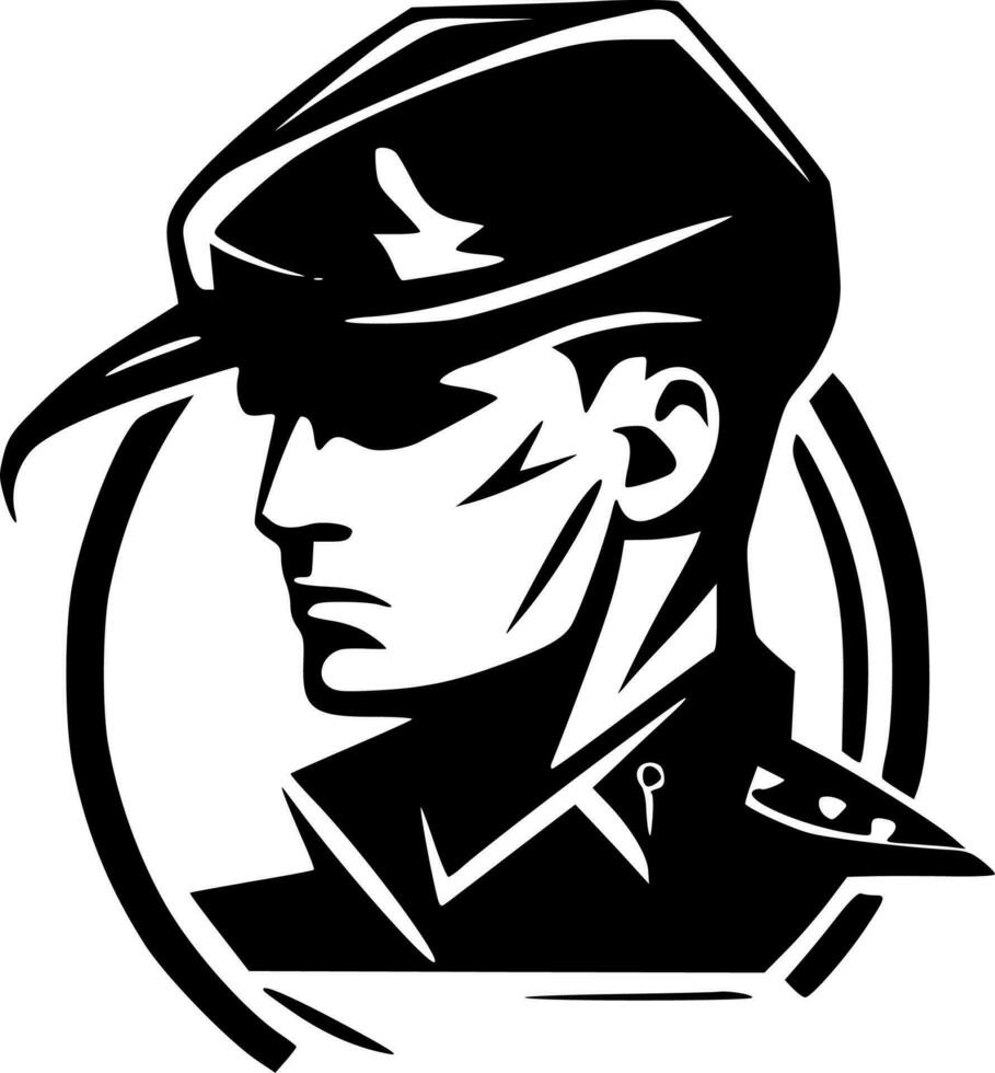 militar - negro y blanco aislado icono - vector ilustración