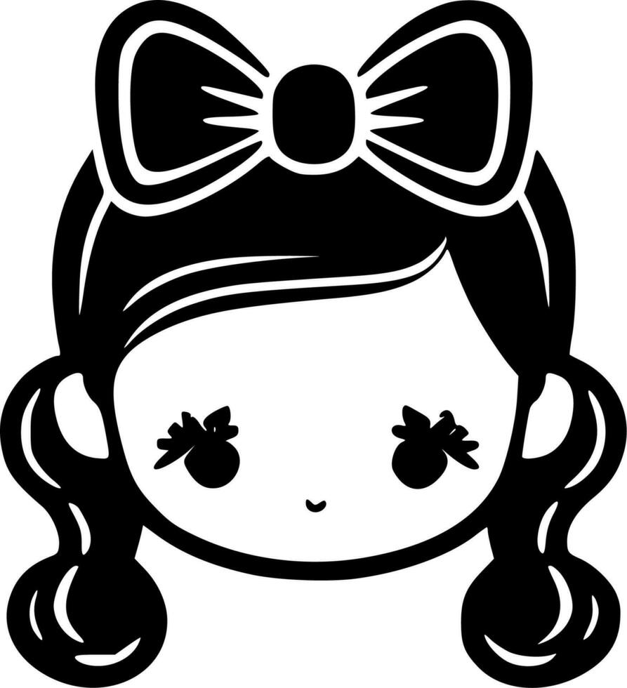 Baby Girl Black and White Isolated Icon Vector illustration