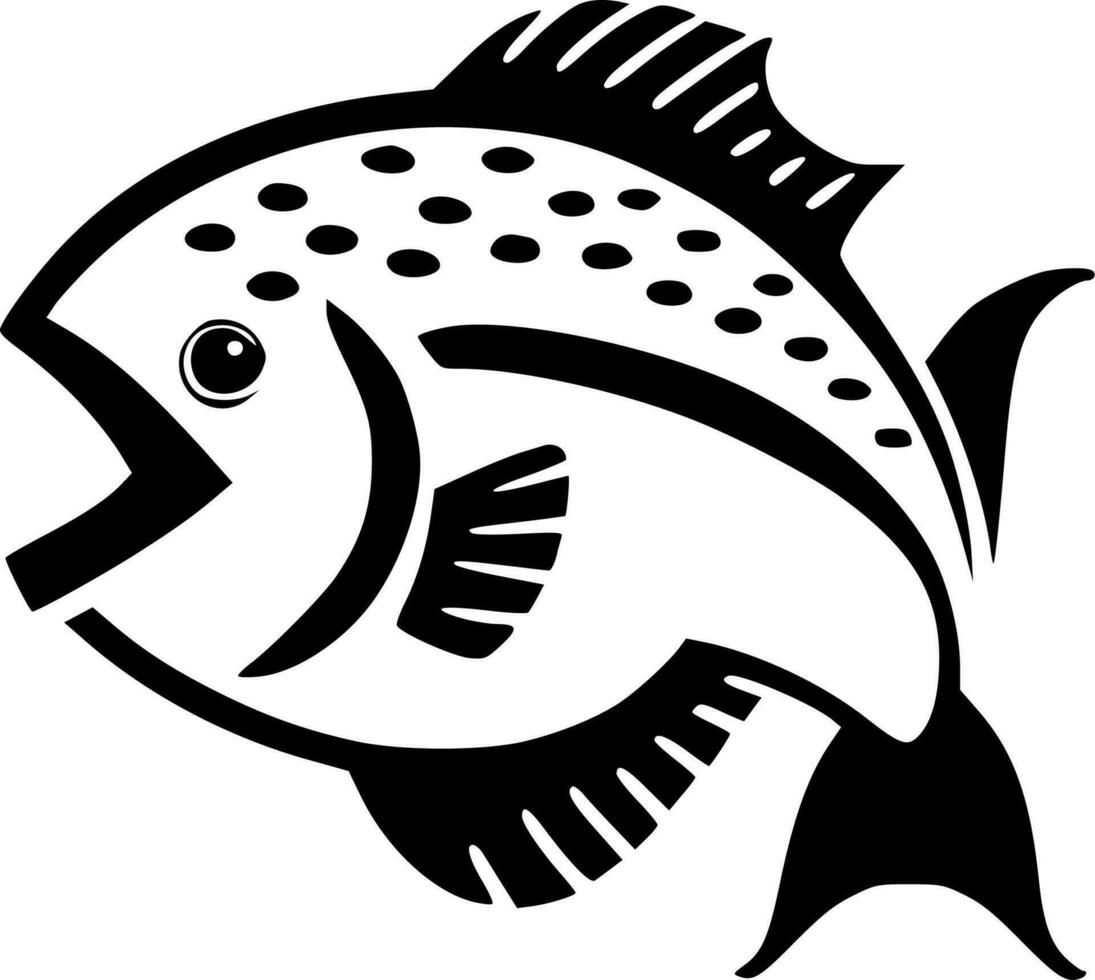 Fish - Black and White Isolated Icon - Vector illustration