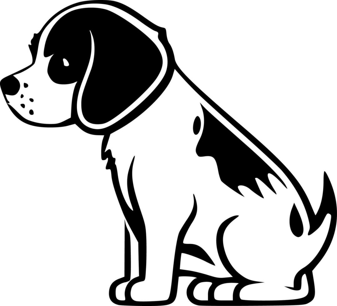 perro - negro y blanco aislado icono - vector ilustración