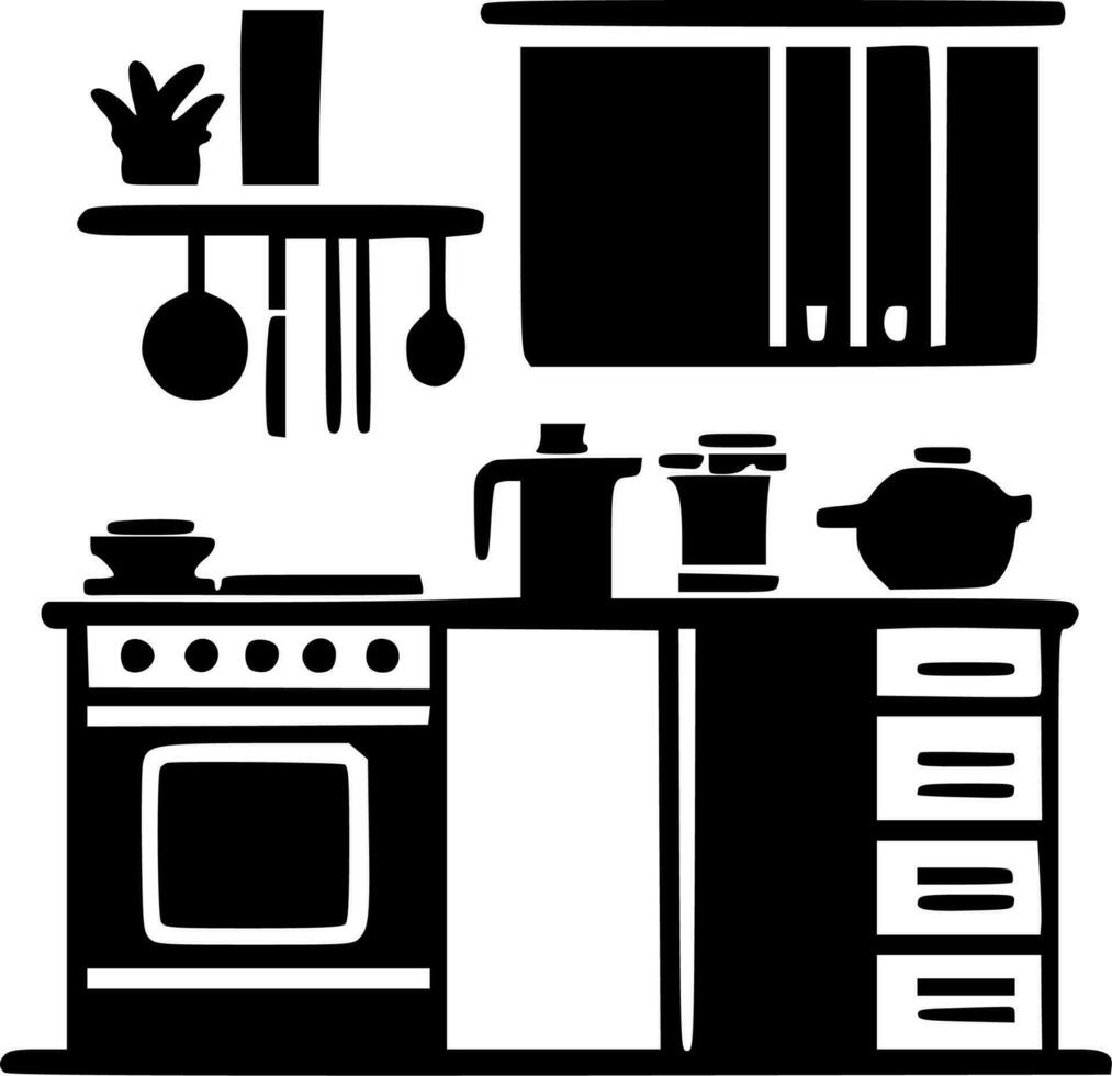 cocina, minimalista y sencillo silueta - vector ilustración