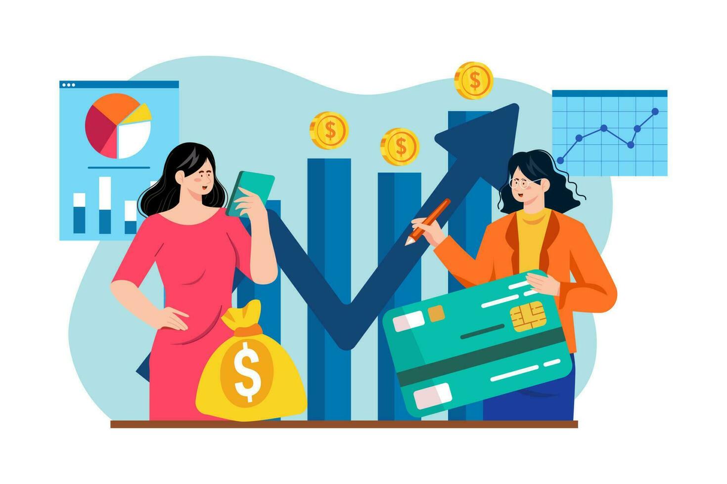 Credit analysts assess creditworthiness for loan eligibility. vector