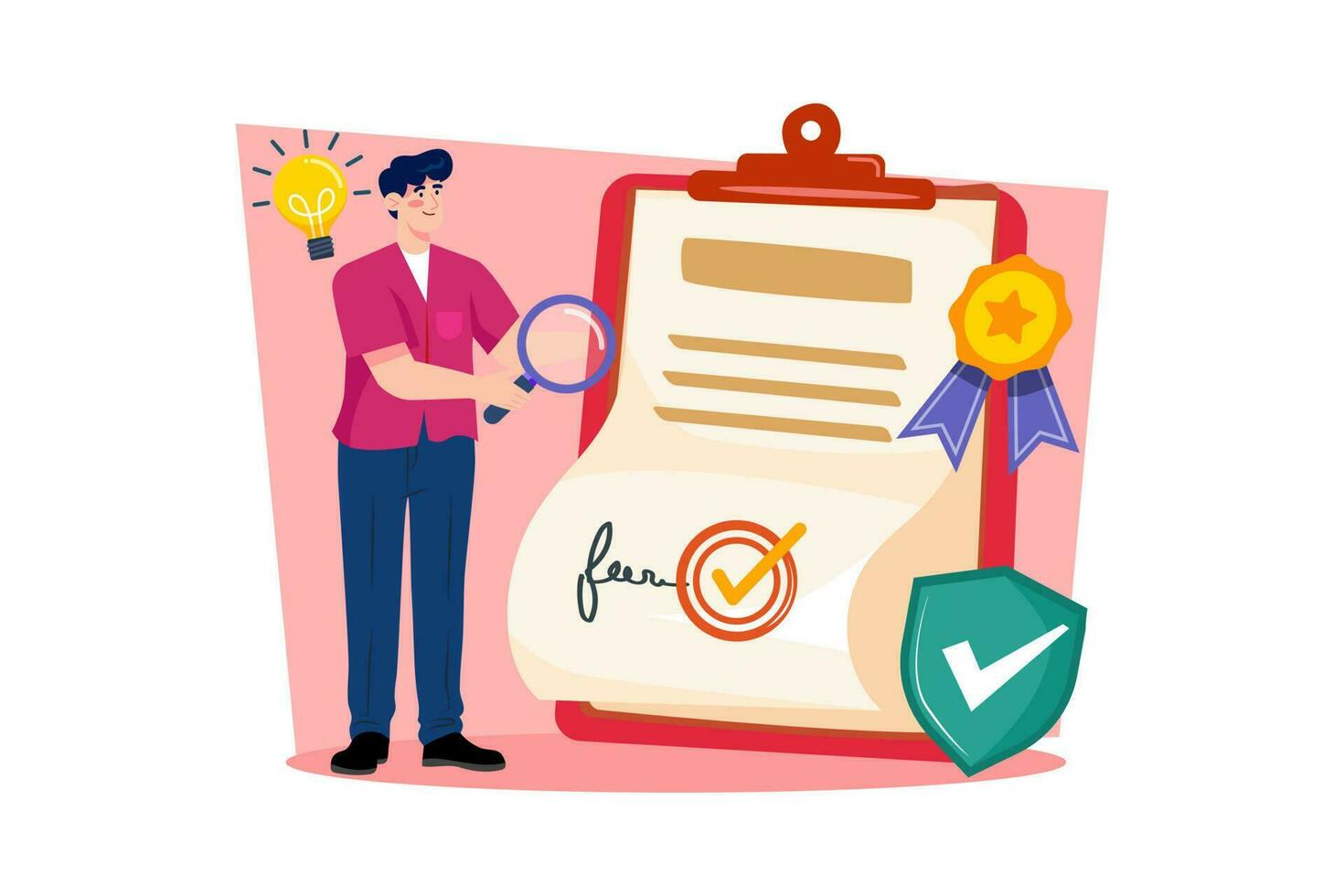 Legal advisor creating legal contracts and agreements. vector