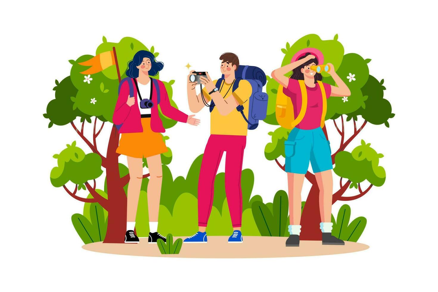 Adventure tour operator organizing outdoor activities for a holiday. vector