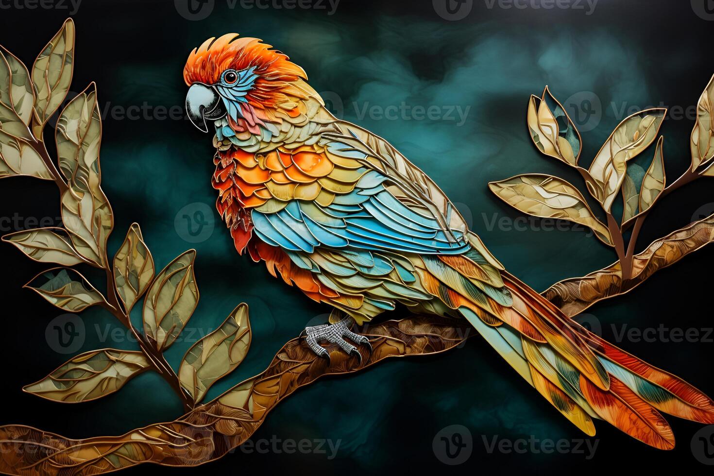 picture of parrot sitting on the branch photo