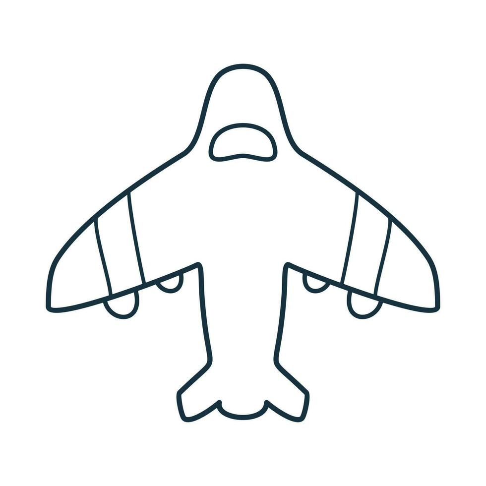 Airplane top view doodle icon. Public transport. Vector illustration.