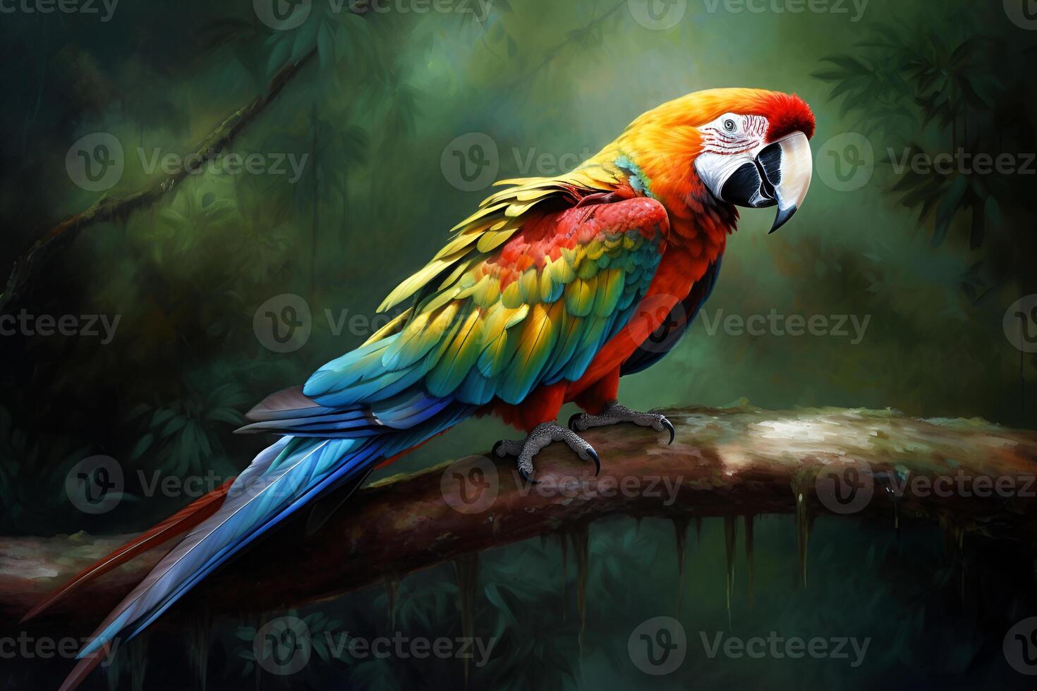 picture of parrot sitting on the branch photo