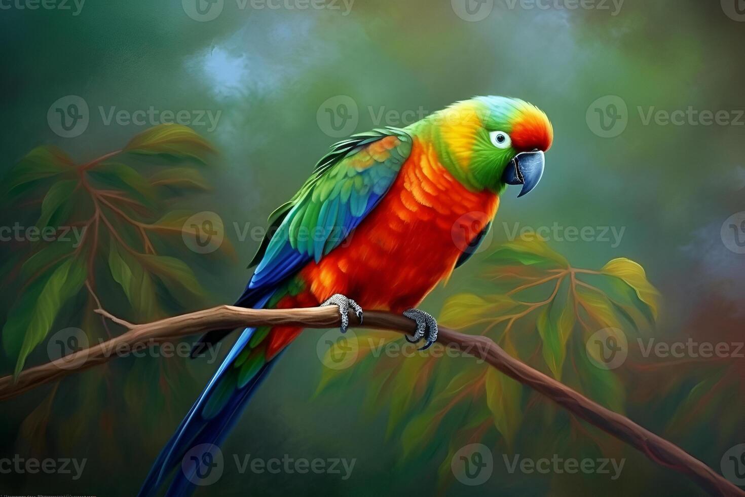 picture of parrot sitting on the branch photo