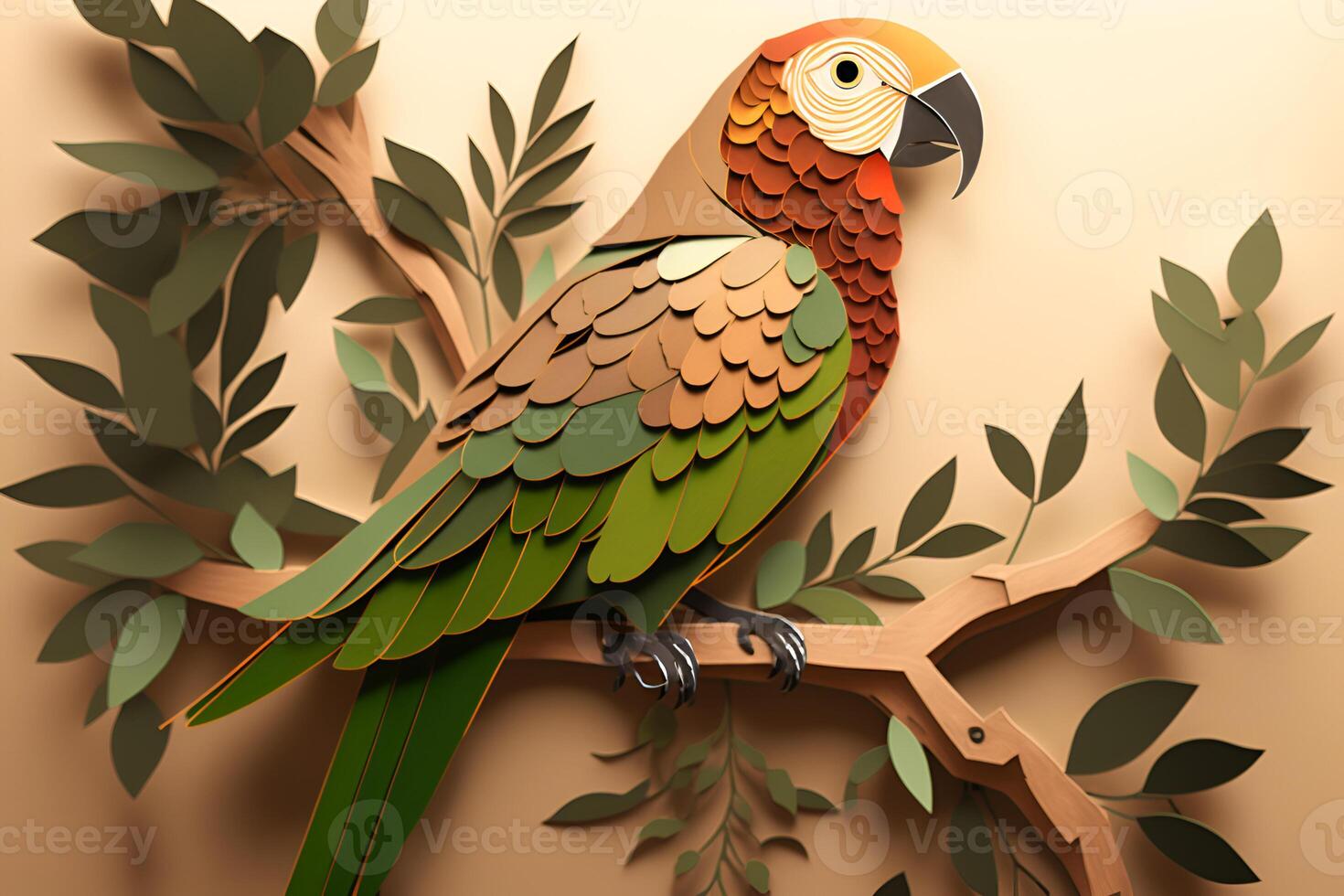 picture of parrot sitting on the branch photo
