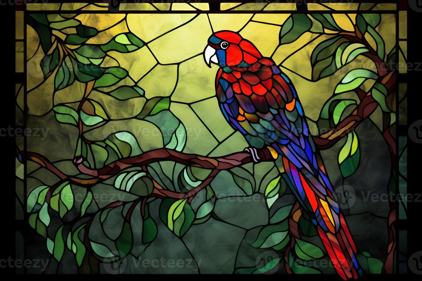 picture of parrot sitting on the branch photo