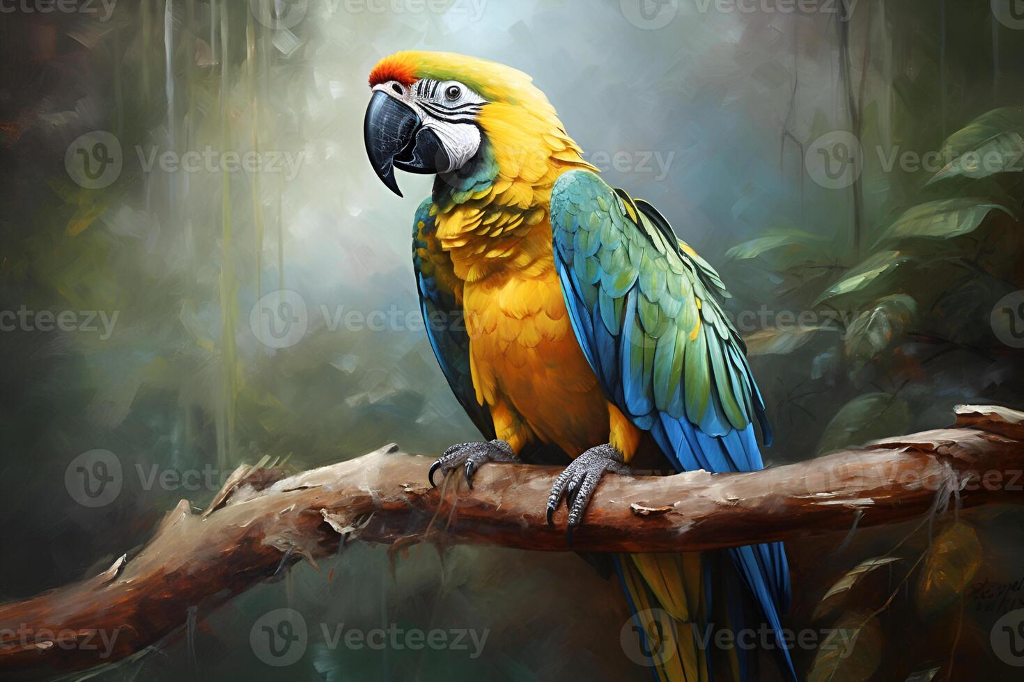 picture of parrot sitting on the branch photo